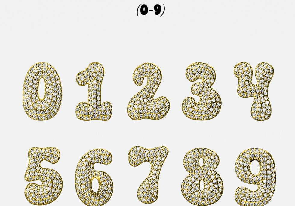 Iced Medium Jumbo Number Necklaces in every number 0 to 9