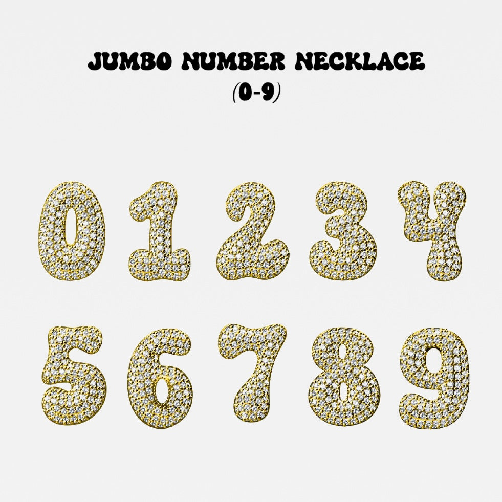 Iced Medium Jumbo Number Necklaces in every number 0 to 9