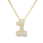 Iced Medium Jumbo Number Necklace with a CZ bubble number 1