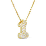 Side view of the Iced Medium Jumbo number 1 pendant