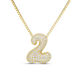 Iced Medium Jumbo number 2 pendant, angled view