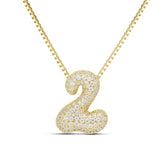 Iced Medium Jumbo number 2 pendant, angled view