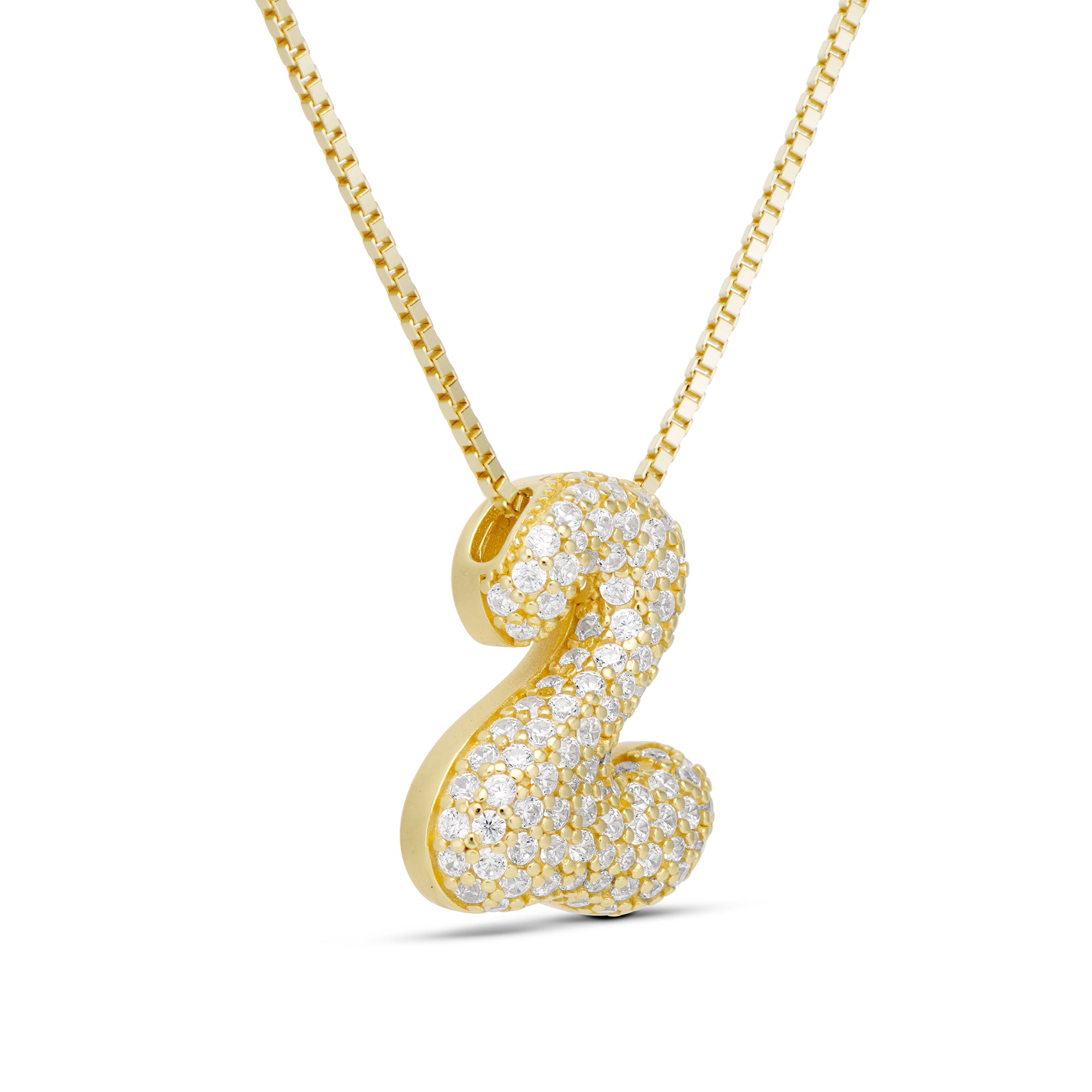 Side view of the Iced Medium Jumbo number 2 pendant