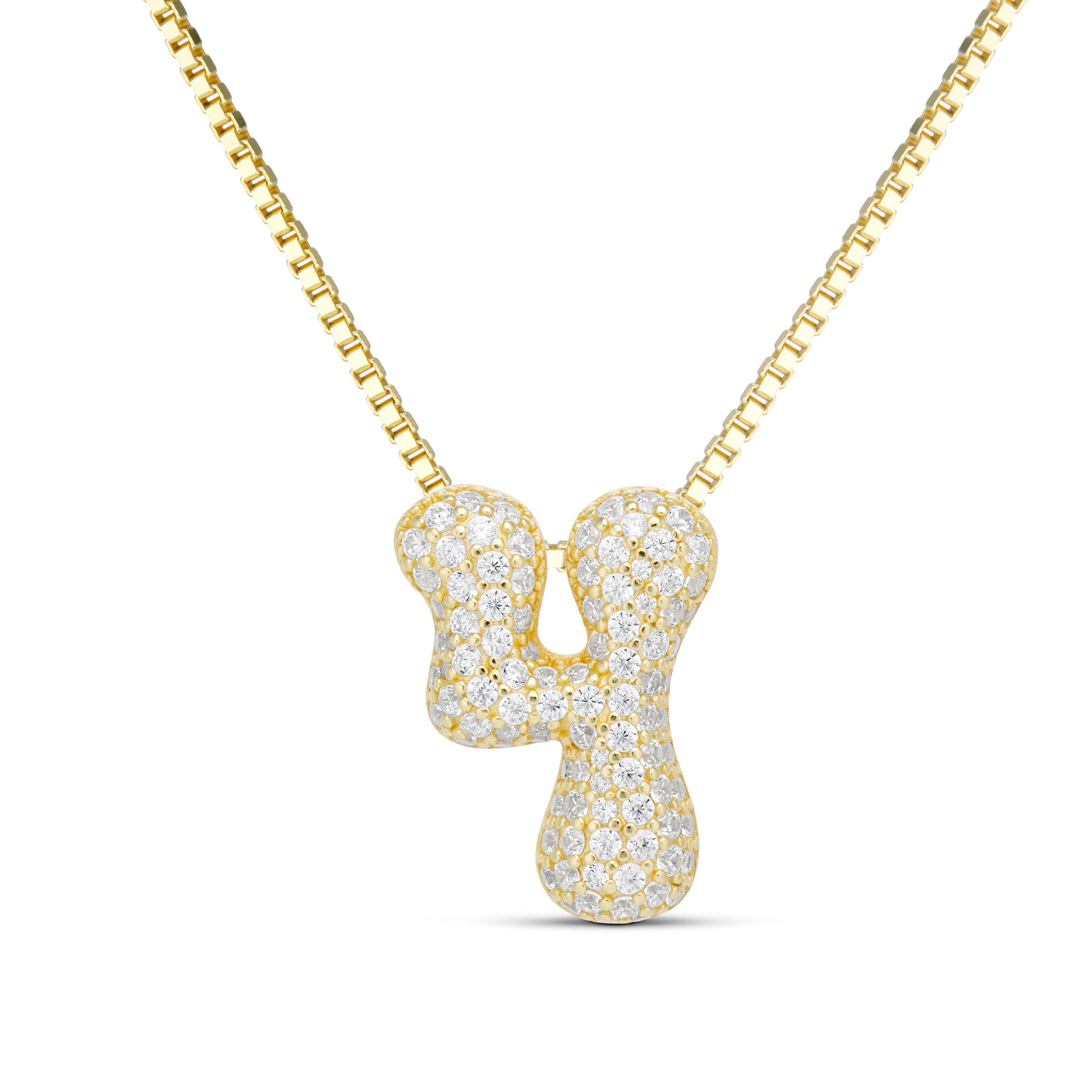 Iced Medium Jumbo Number Necklace with a CZ bubble number 4