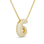 Side view of the Iced Medium Jumbo number 6 pendant