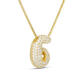 Side view of the Iced Medium Jumbo number 6 pendant