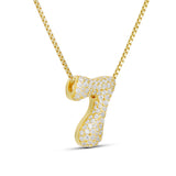 Side view of the Iced Medium Jumbo number 7 pendant