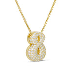 Side view of the Iced Medium Jumbo number 8 pendant