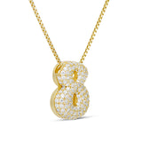 Side view of the Iced Medium Jumbo number 8 pendant