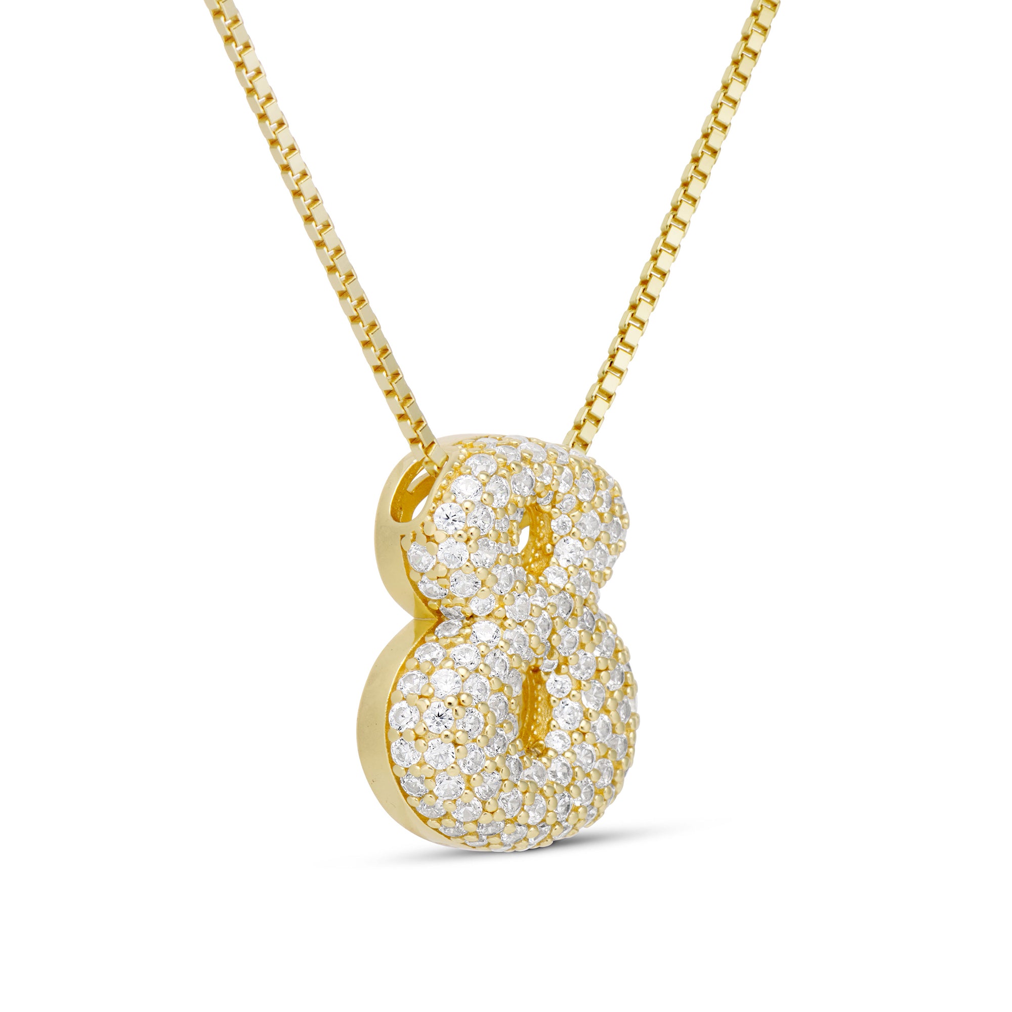 Side view of the Iced Medium Jumbo number 8 pendant