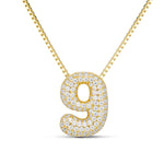 Iced Medium Jumbo Number Necklace with a CZ bubble number 9