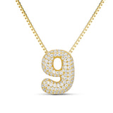 Iced Medium Jumbo Number Necklace with a CZ bubble number 9