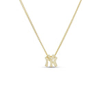 Mini NY Yankees Necklace, a small gold NY pendant on a dainty chain