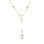 Mother Mary Rosary Necklace in 14K gold plating, front view