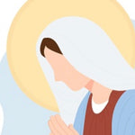 Illustration of Mother Mary that inspired the Mother Mary Rosary Necklace
