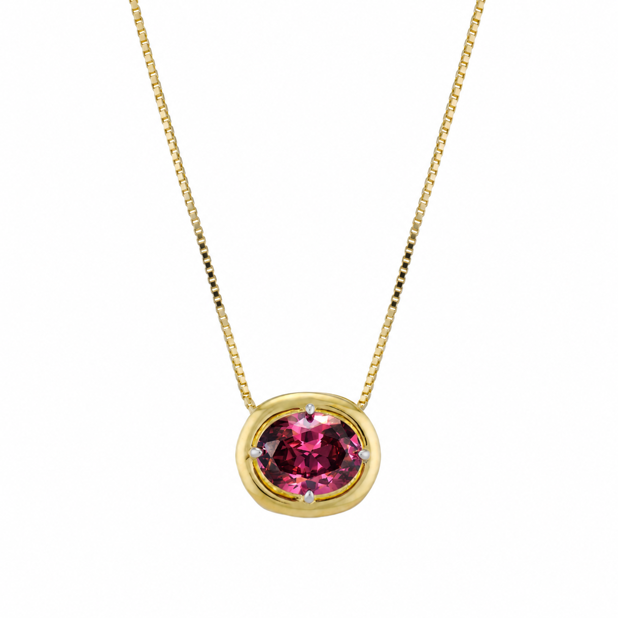 Dainty gold baby birthstone necklace with round purple stone