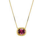 Dainty gold baby birthstone necklace with round purple stone