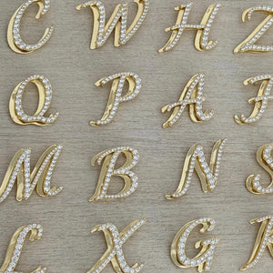 ICED JUMBO SCRIPT LETTER NECKLACE