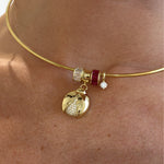 Close-up of cuff charms worn with the Single Dangle Cuff Charm
