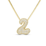 Iced Medium Jumbo Number Necklace with a CZ bubble number 2