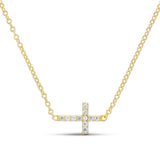 Cz Sideways Cross Necklace