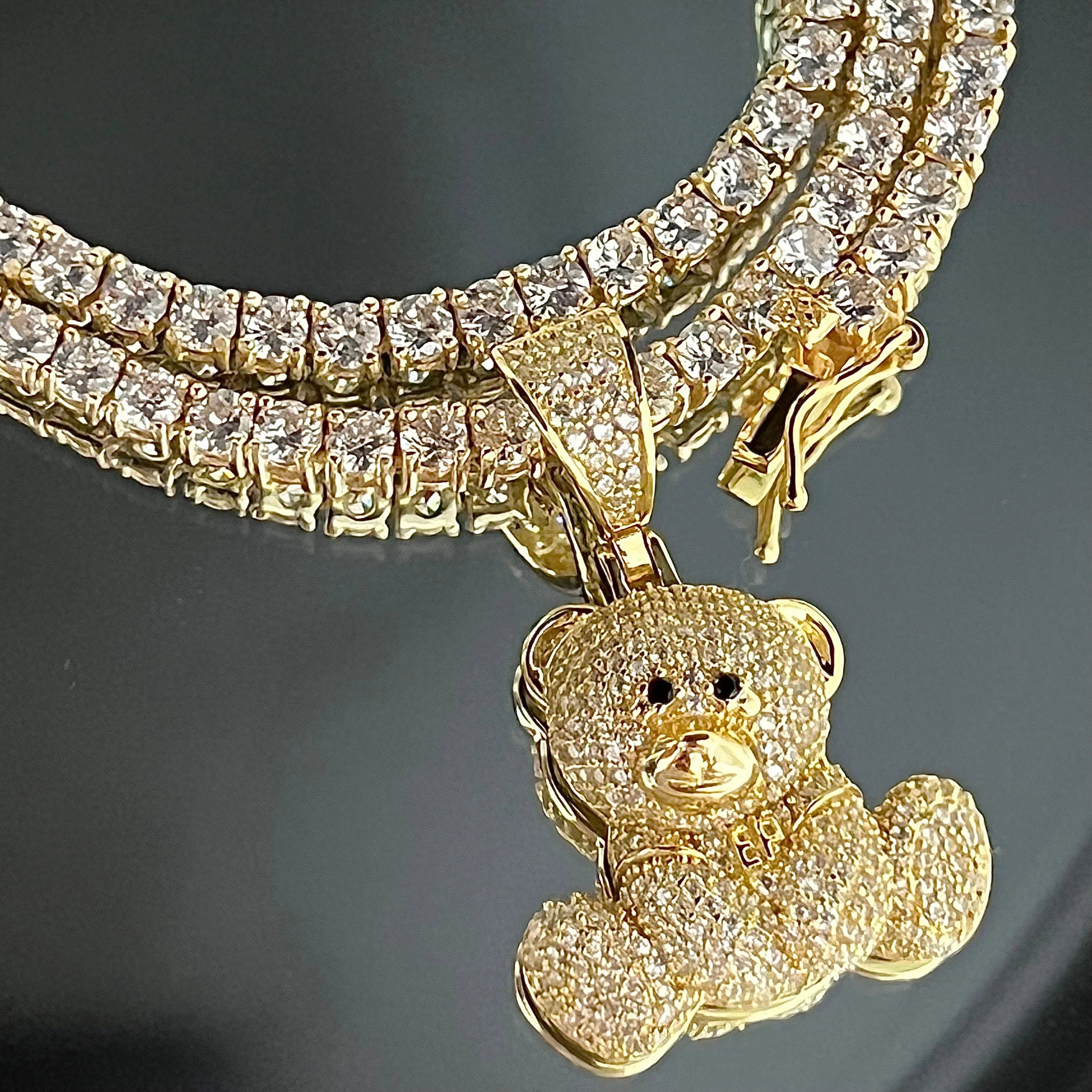 Iced out sale teddy bear pendant