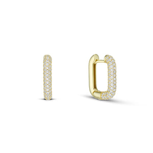 SQUARE PAVE HOOP EARRING