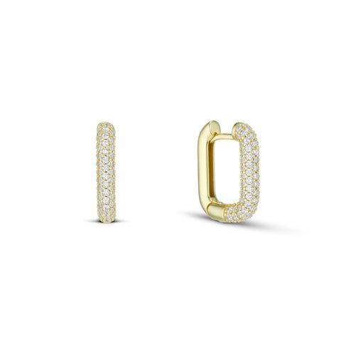 SQUARE PAVE HOOP EARRING