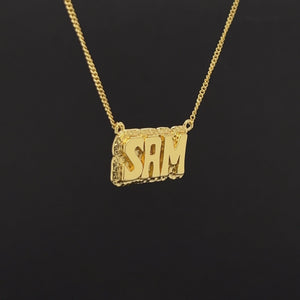 3D GOLD NUGGET NAMEPLATE NECKLACE
