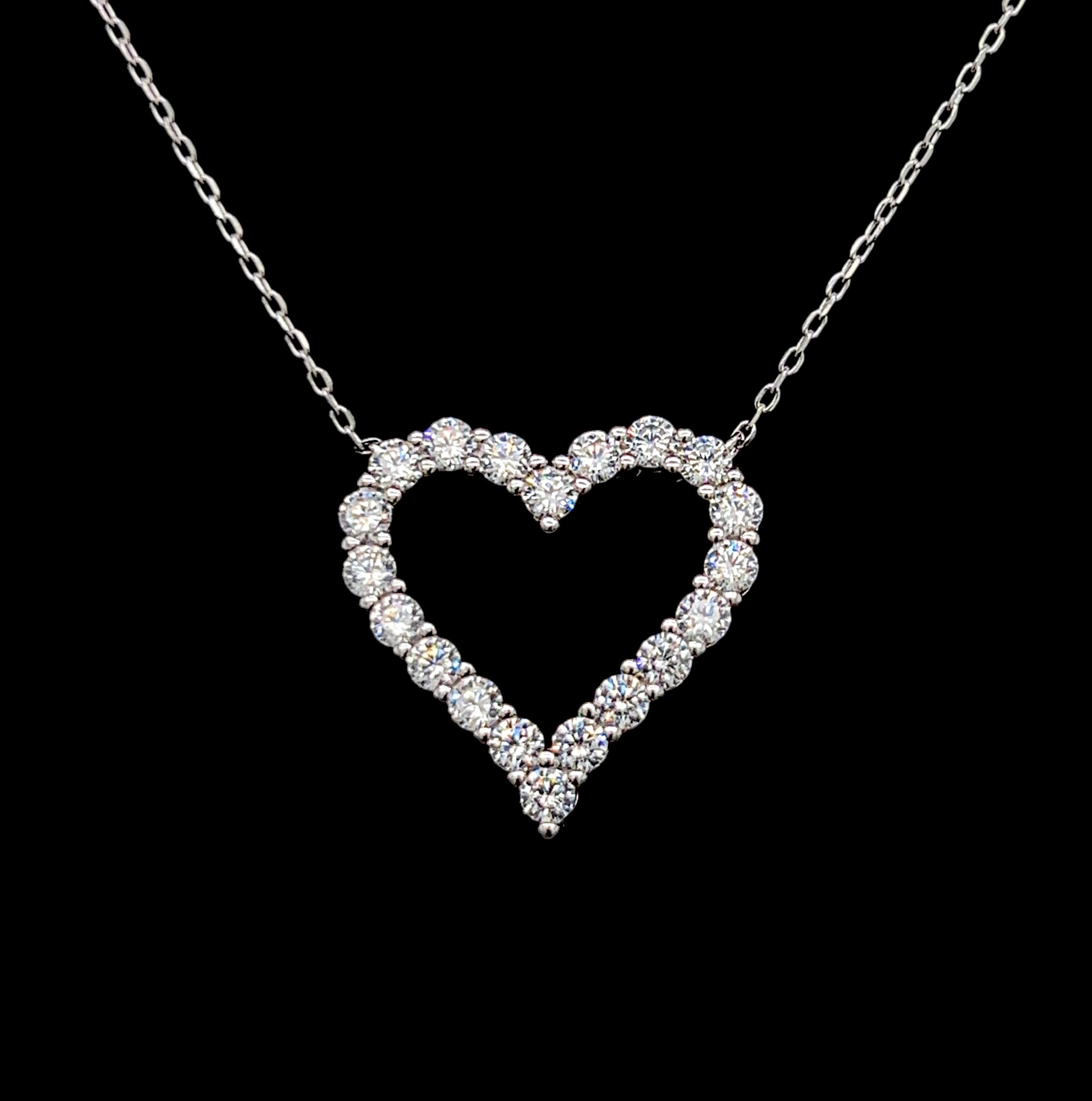 SILVER CZ HEART NECKLACE